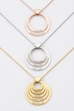 Kişiye Özel Katmanlı İsimli Geometrik Çember Kolye 925 Ayar Gümüş Kadın Hediyesi - Görsel 2