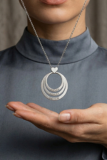 Kişiye Özel Katmanlı İsimli Geometrik Çember Kolye 925 Ayar Gümüş Kadın Hediyesi - Görsel 6