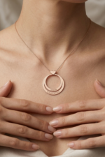 Kişiye Özel Katmanlı İsimli Geometrik Çember Kolye 925 Ayar Gümüş Kadın Hediyesi - Görsel 5