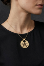 Kişiye Özel Katmanlı İsimli Geometrik Çember Kolye 925 Ayar Gümüş Kadın Hediyesi