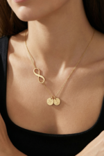 Sonsuzluk ve Harf Kolye 925 Ayar Gümüş Çift Madalyon Kişiye Özel Kadın Hediyesi - Görsel 5