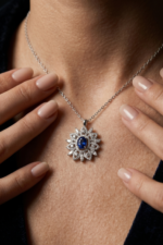 Asalet Çiçeği Safir Lotus 925 Ayar Gümüş Kadın Hediye Kolye 01733 - Görsel 4