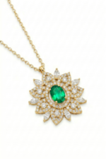 Asalet Çiçeği Zümrüt Lotus 925 Ayar Gümüş Kadın Hediye Kolye 01734 - Görsel 4