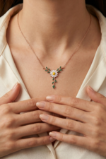 Bahar Dalı Papatya Kolye 925 Ayar Gümüş Kadın Sevgili Hediyesi 01720 - Görsel 2