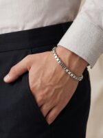 Erkek Çelik Bileklik 6mm Köşeli Kutu Zincir Premium Hediye 01811