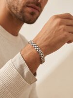 Erkek Çelik Bileklik Paslanmaz Beyaz Link Zincir Künye Premium Hediye 01816 - Görsel 2