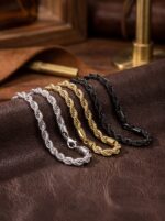 Çelik Zincir Erkek Hediye Bileklik Rope Halat 6mm 01902