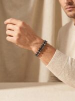 Elmas Kesim Hematit Çelik Halatlı Ayarlanabilir Erkek Premium Bileklik 01824 - Görsel 2