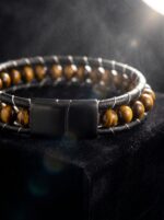 Kaplangözü Deri Kordon Ve Çelik Bileklik 6 mm Erkek Hediyesi 01798 - Görsel 2