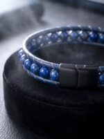 Lapis Taşlı Deri Kordon Ve Çelik Bileklik 6 mm Erkek Hediyesi 01799 - Görsel 2