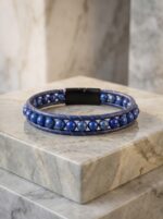 Lapis Taşlı Deri Kordon Ve Çelik Bileklik 6 mm Erkek Hediyesi 01799 - Görsel 3
