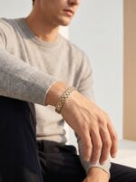 Sarı Beyaz Paslanmaz Çelik Erkek Hediye Premium Bileklik 01861 - Görsel 2