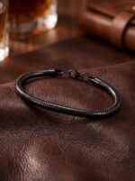 Spiral Örgü Erkek Çelik Zincir Hediye Maskülen Bileklik 6mm 01891 - Görsel 6