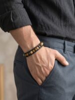 Yemen Akik Deri Kordon Ve Çelik Bileklik 6mm Erkek Hediyesi 01802 - Görsel 2